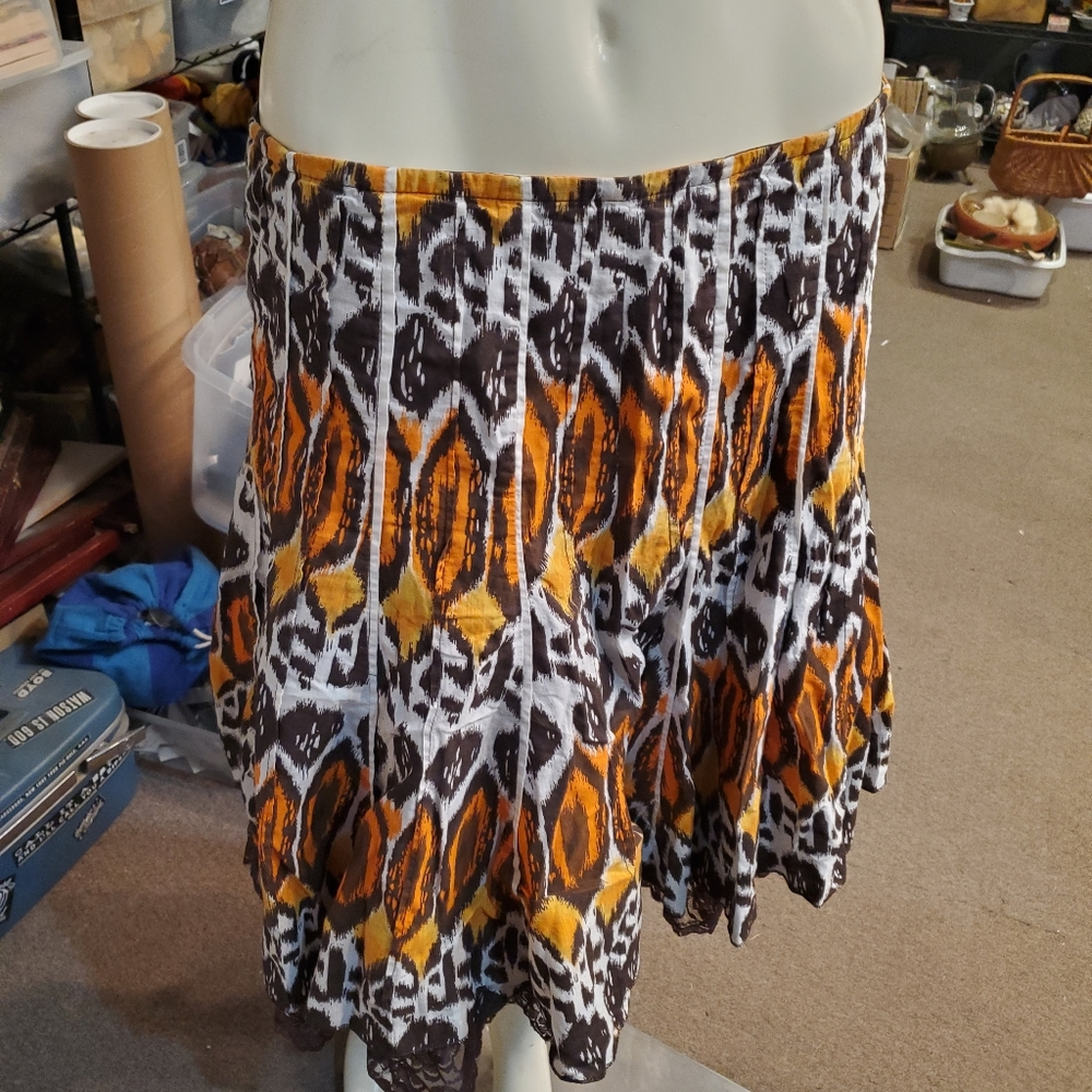 Willie Smith paneled circle skirt tribal print